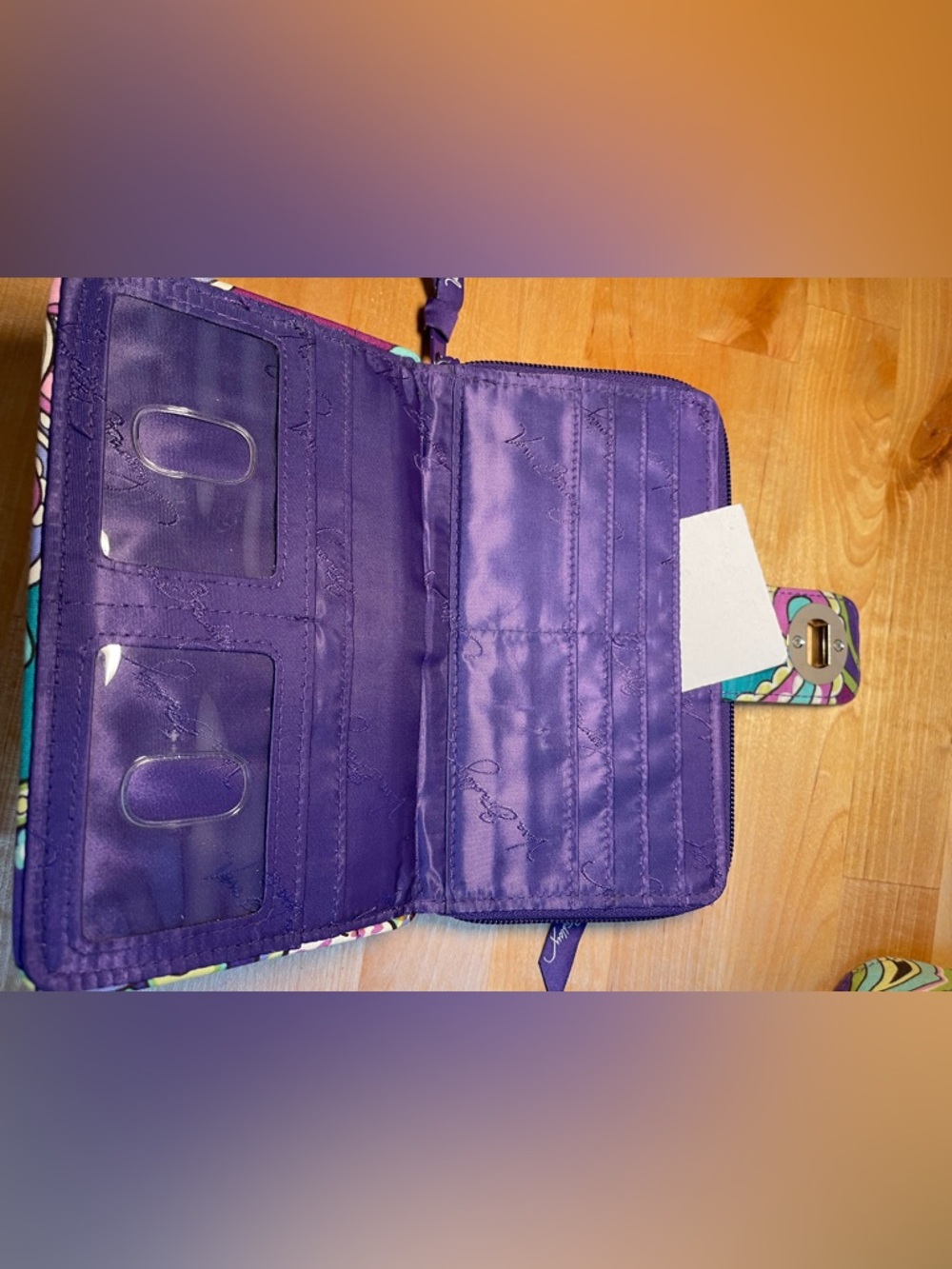 Vera Bradley Teal Purple Paisley Quilted Heather Hipster Crossbody Wallet Bundle - Picture 13 of 16
